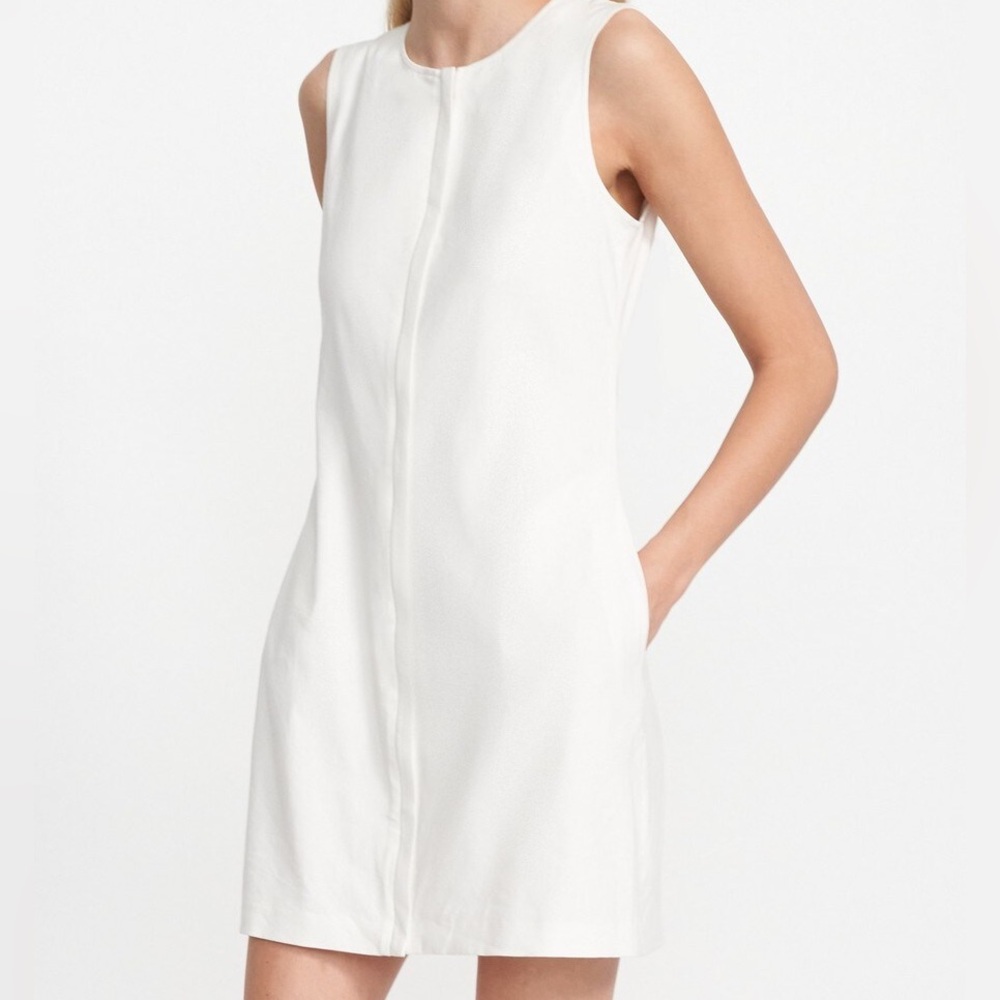 Theory White Sleeveless Linen Mini Dress